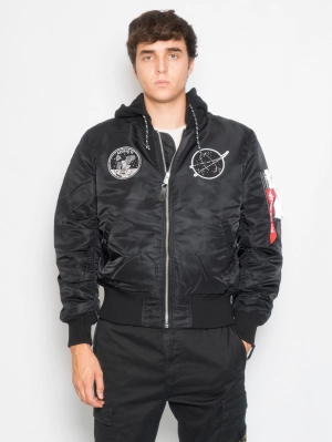 Aviator Bomber with Hood MA-1 VF Hood Dark Side Black