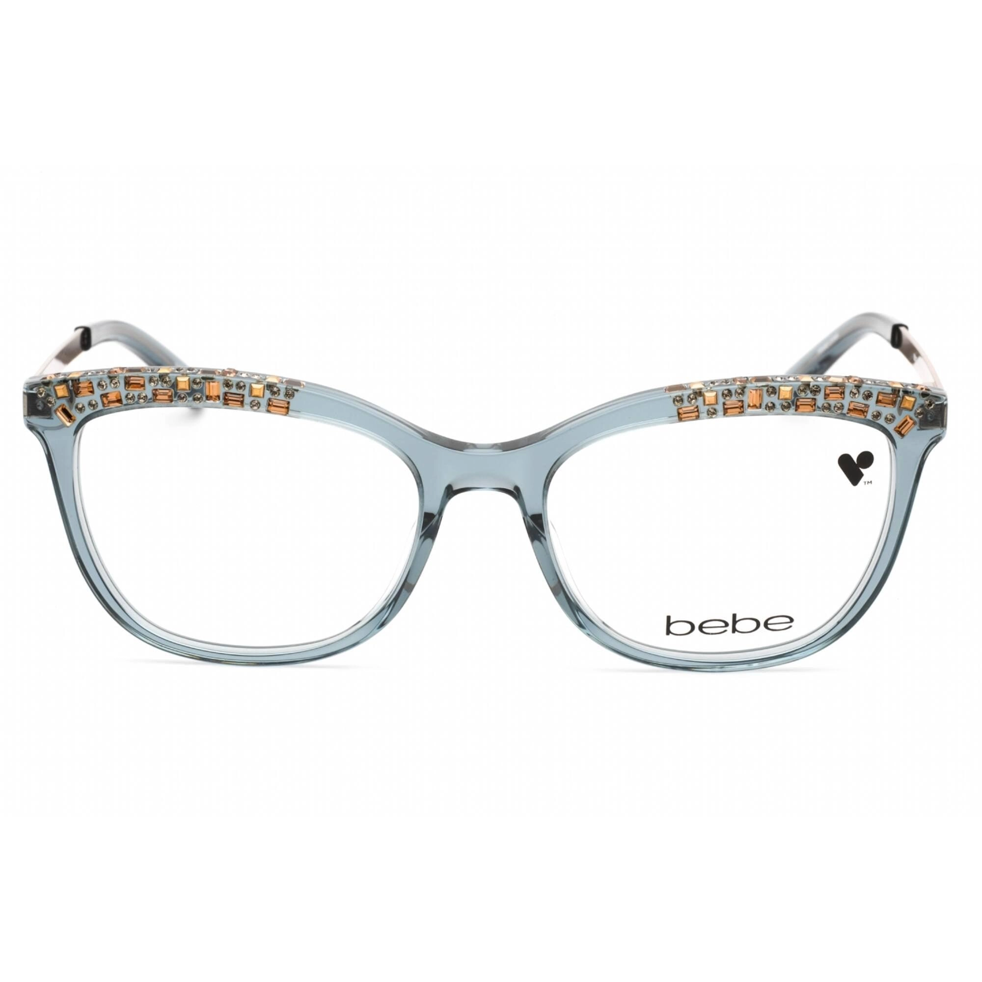 Bebe Women's Eyeglasses - Aqua Crystal Plastic Full Rim Rectangular Frame | BB5179 450