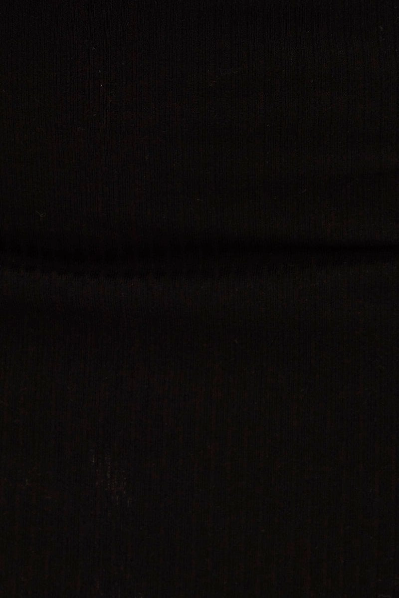Black Mini Skirt High Rise Double Layered Rib Jersey