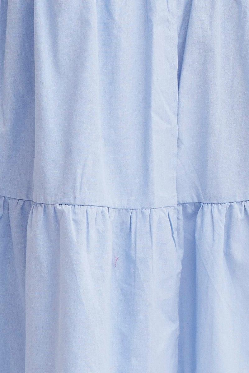 Blue Maxi Skirt High Rise Tiered