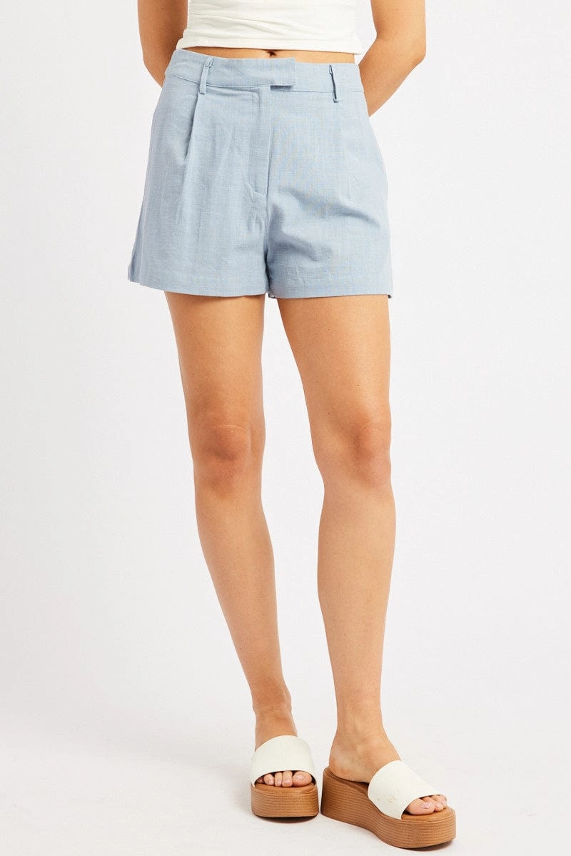 Blue Shorts Mid Rise