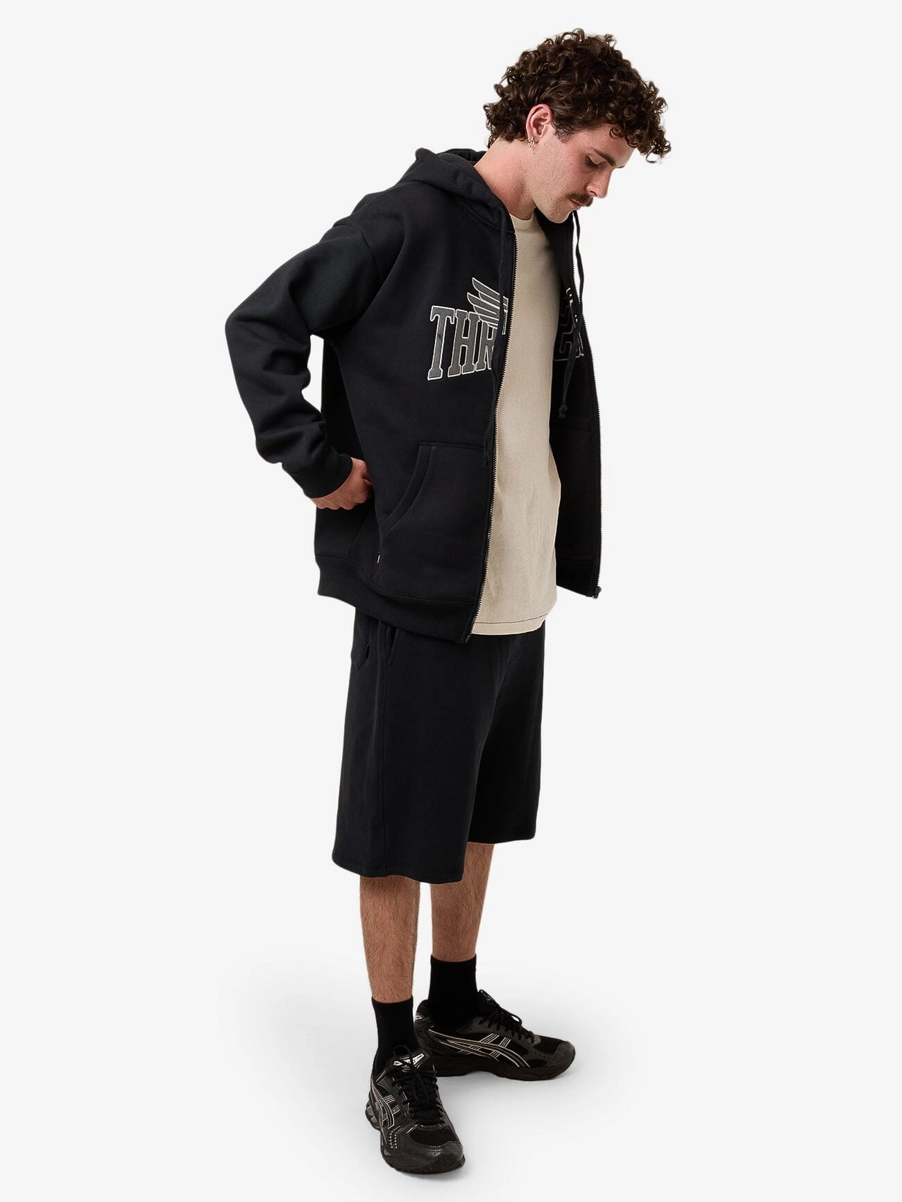 Born To Fly Zip Hood Fleece - Washed Black