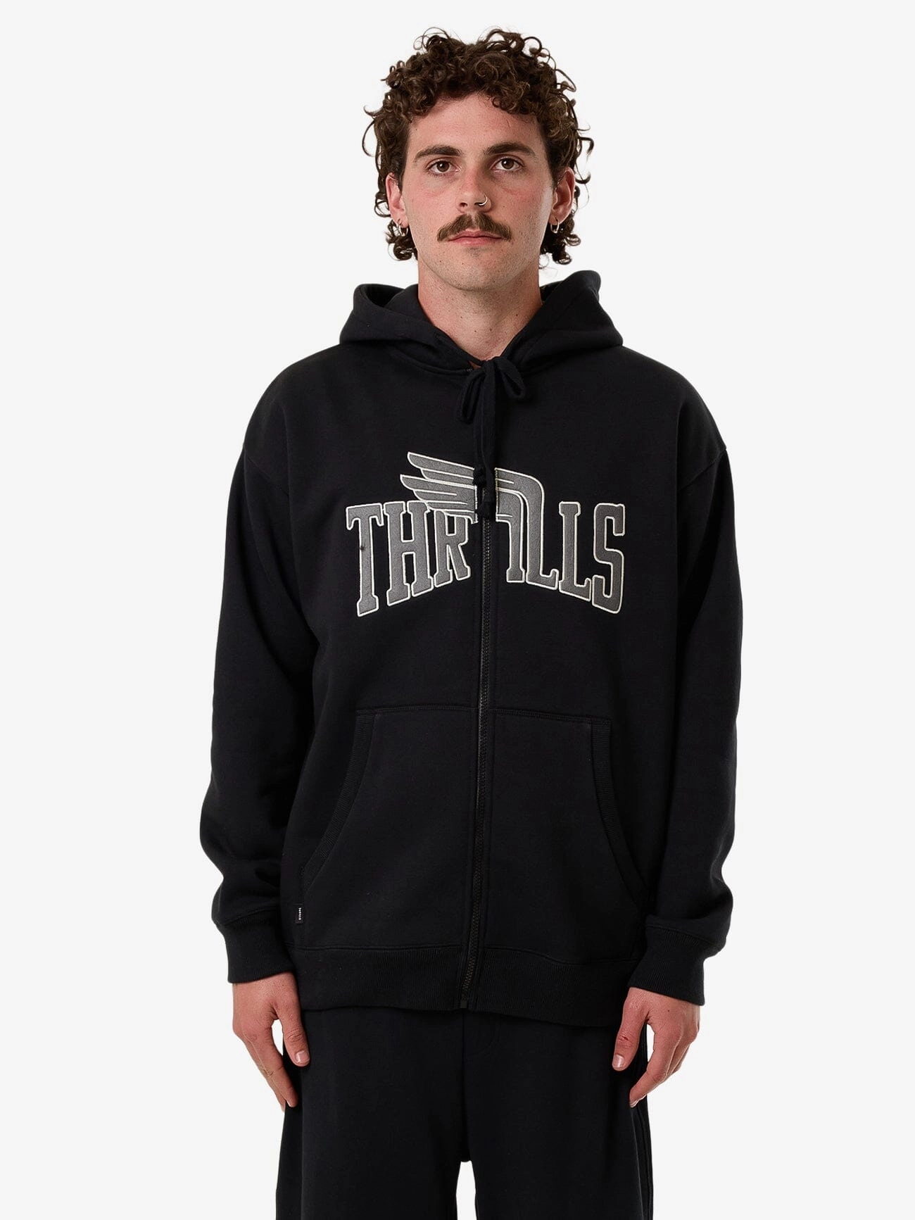 Born To Fly Zip Hood Fleece - Washed Black