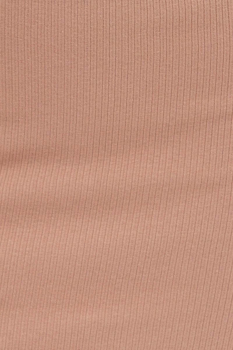 Brown Mini Skirt High Rise Double Layered Rib Jersey