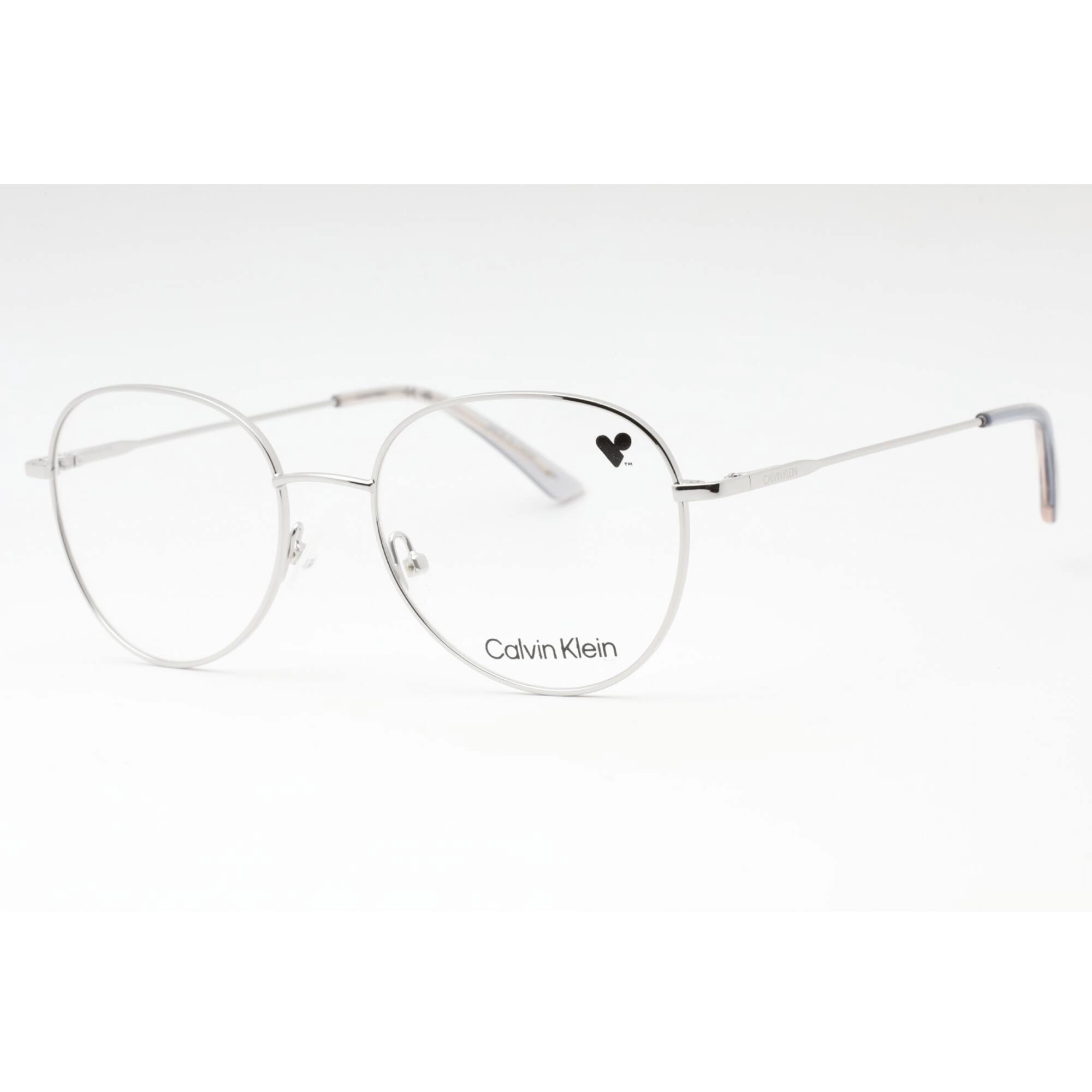 Calvin Klein Women's Eyeglasses - Silver Metal Oval Full Rim Frame | CK19130 045
