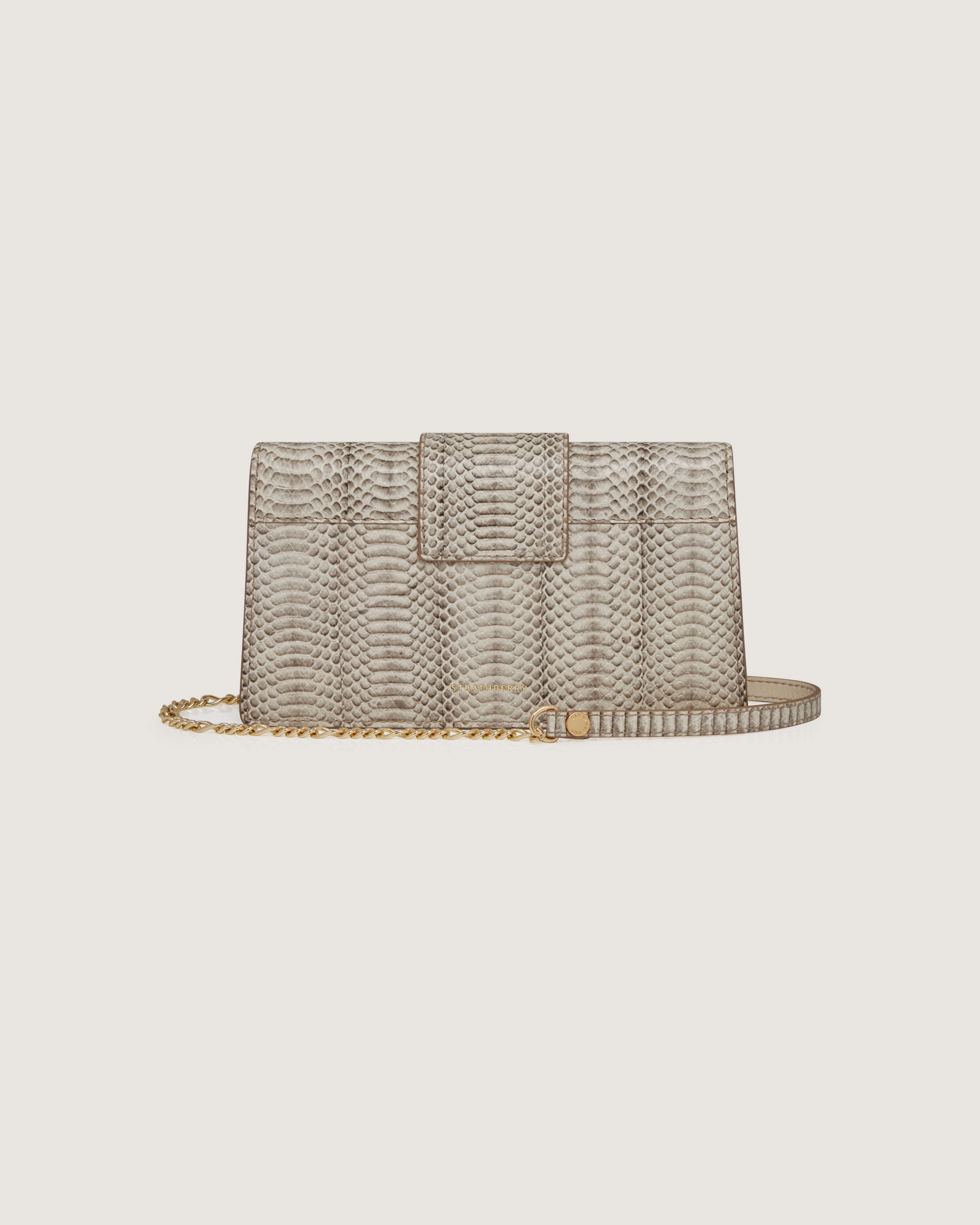 Crescent on a Chain - Embossed-Snake Leather Vanilla