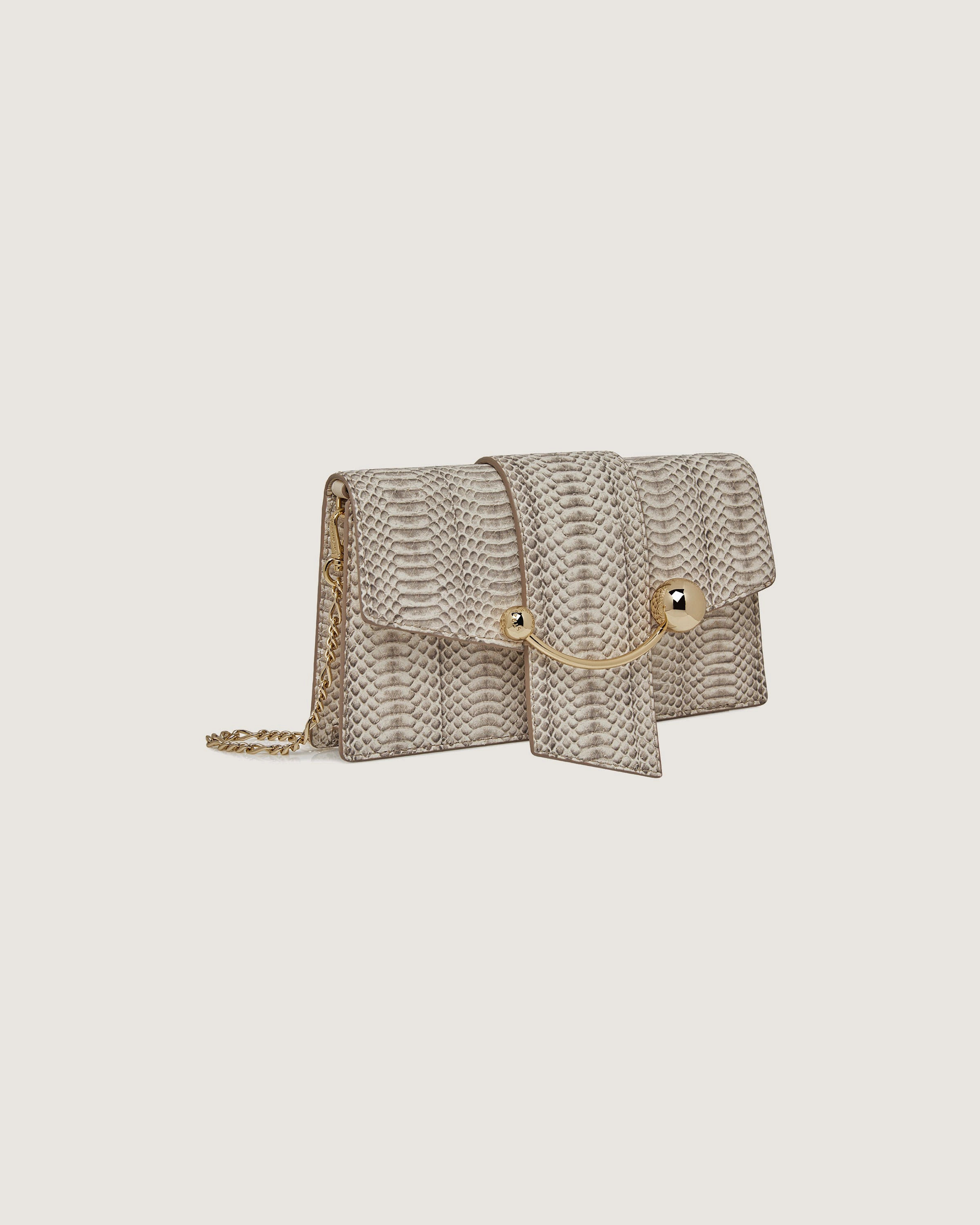 Crescent on a Chain - Embossed-Snake Leather Vanilla