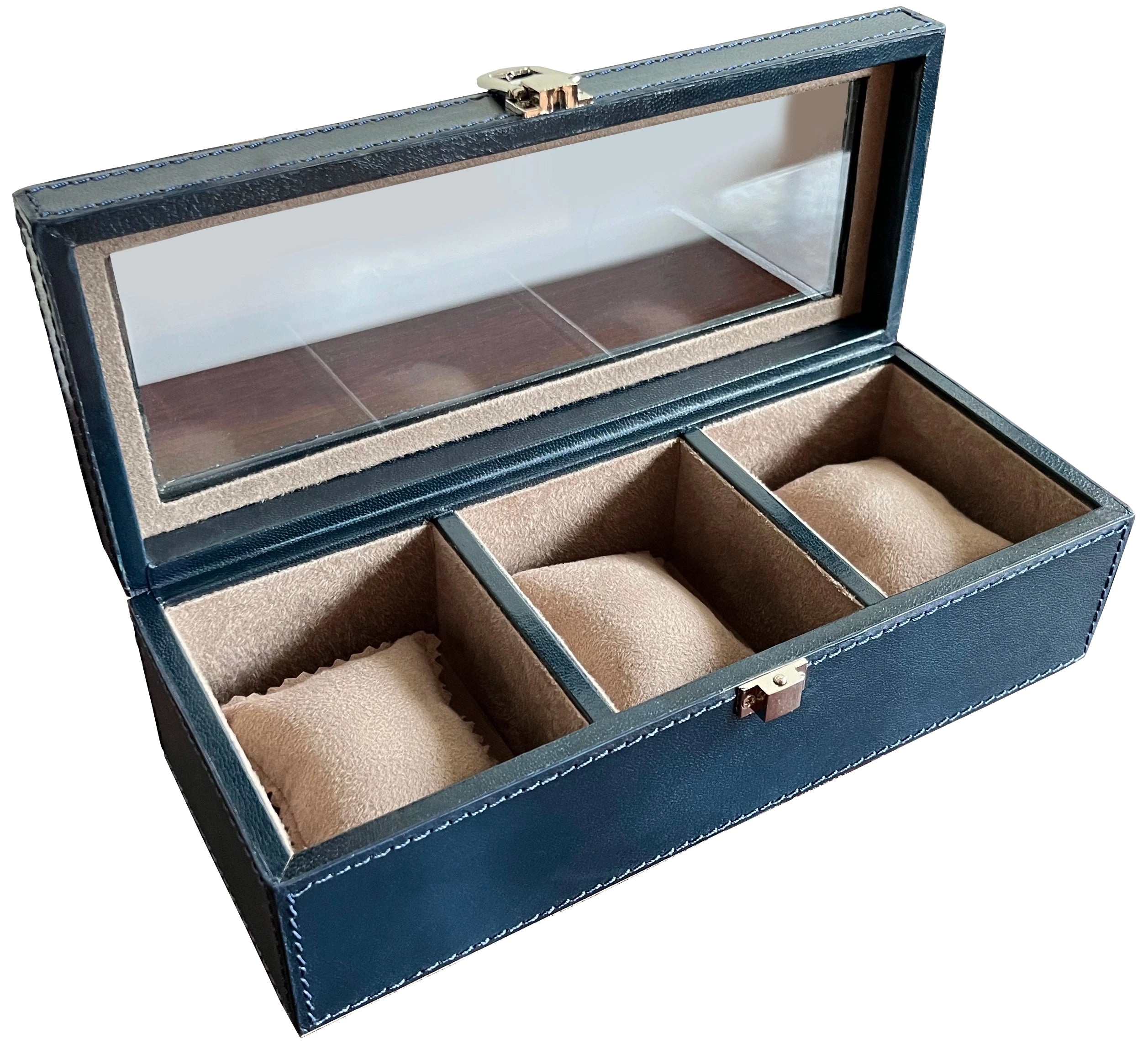 Elite Leather Watch Case - 3 Slots (Blue)