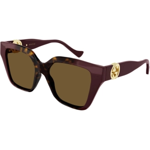 Gucci Women's Sunglasses - Full Rim Havana Plastic Square Frame | GUCCI GG1023S 009