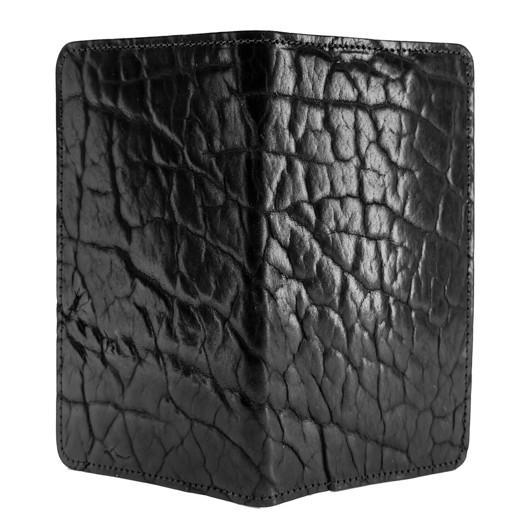 HAPPY EXTRA, Checkbook Cover, Glazed Shrunk Bison in Black