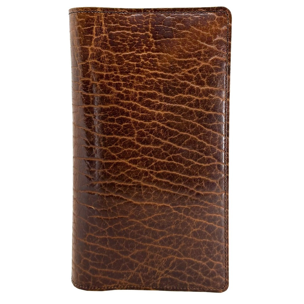 HAPPY EXTRA, Checkbook Cover, Glazed Shrunk Bison in Tobacco