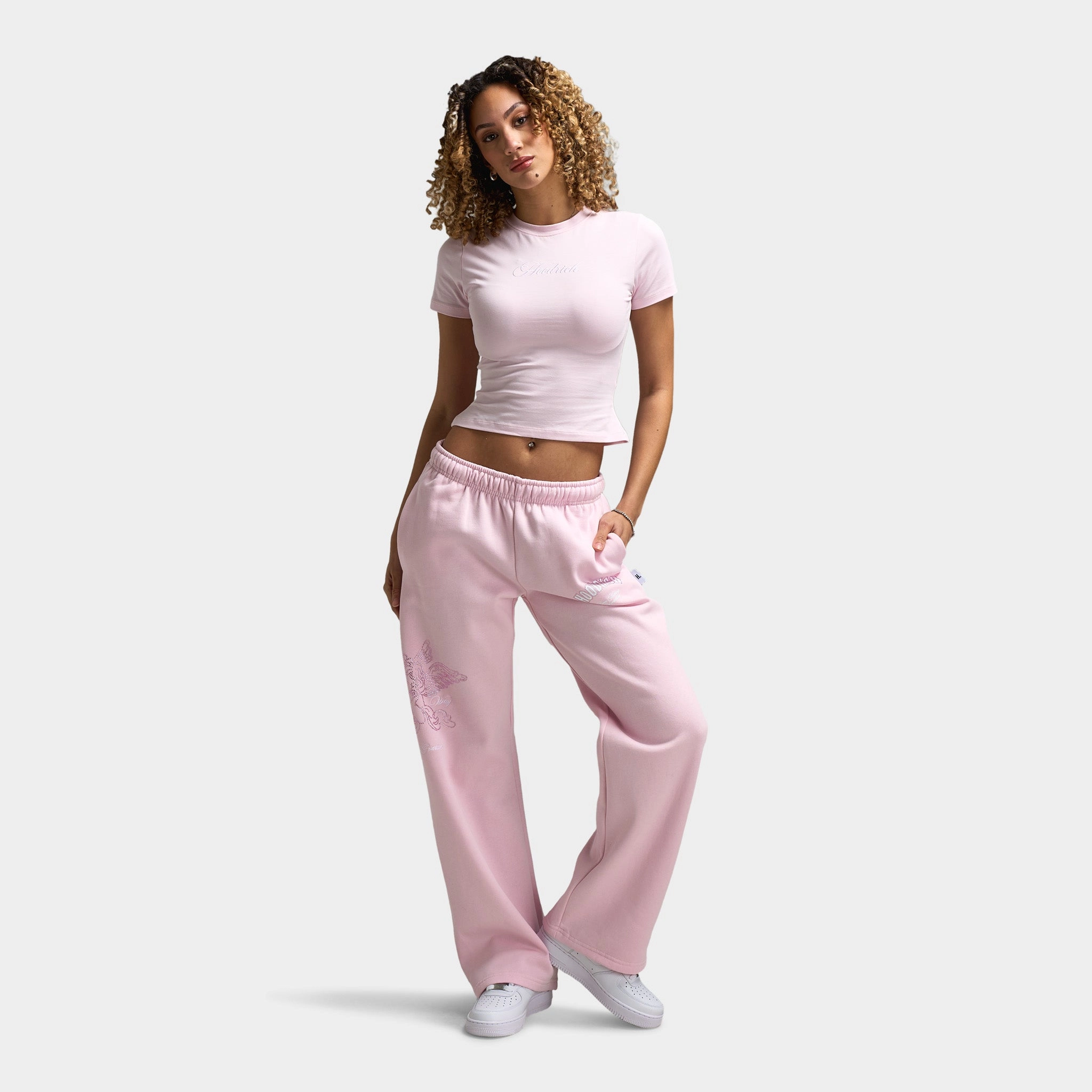 Hoodrich Women's Poise Fitted Tee Pink A Boo / White