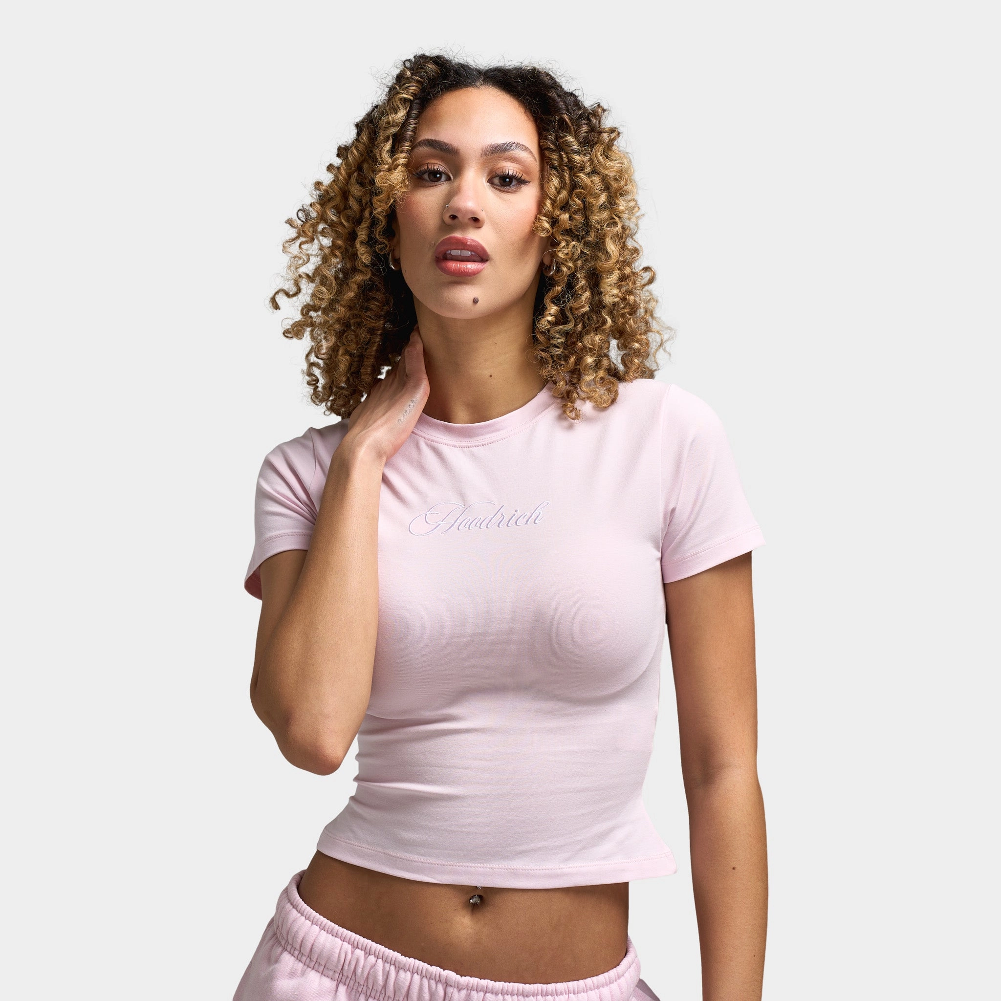 Hoodrich Women's Poise Fitted Tee Pink A Boo / White