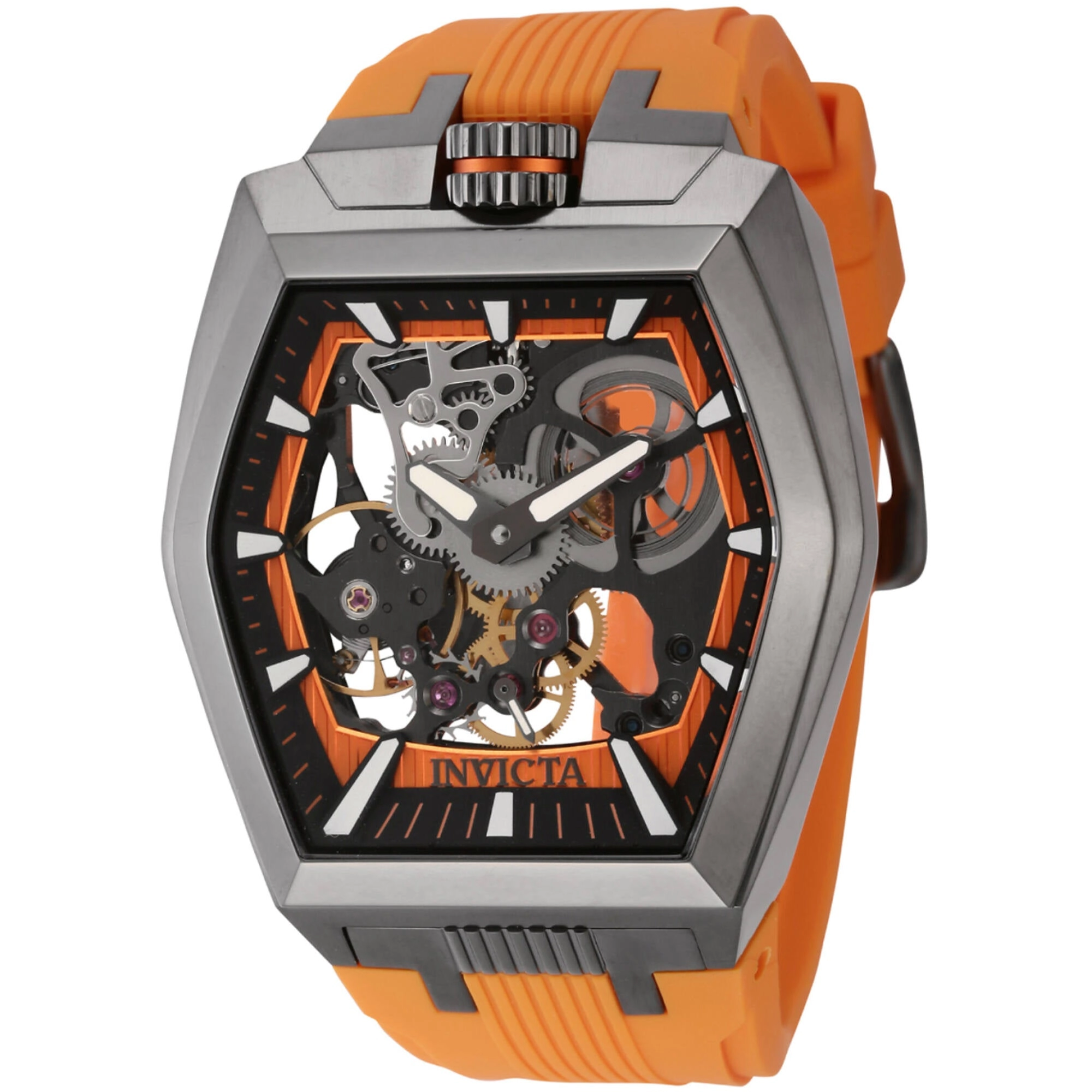Invicta Men's Watch - Akula Mechanical Skeleton Dial Orange Silicone Strap | 44020