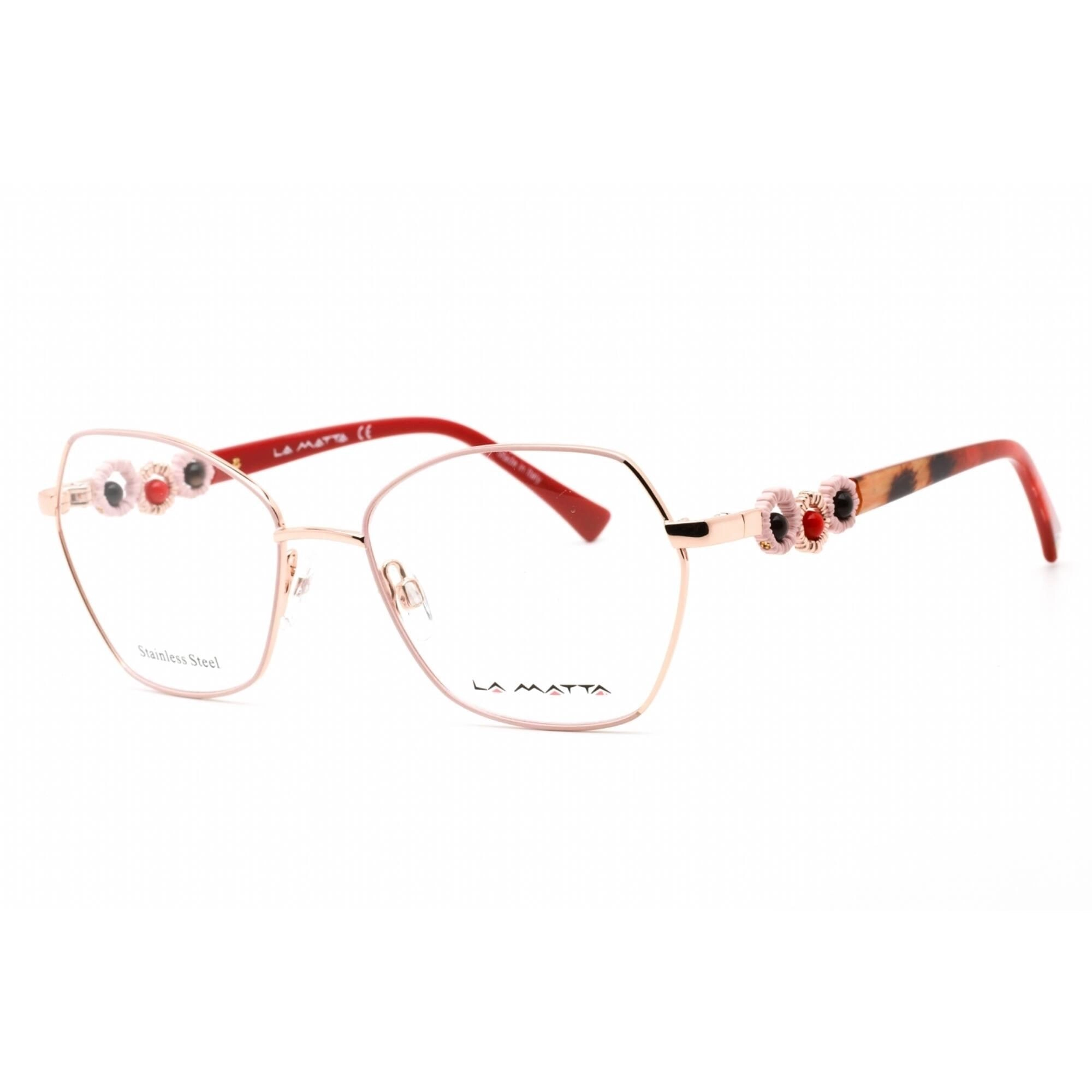 La Matta Women's Eyeglasses - Full Rim Butterfly Pale Pink/Gold Frame | LMV3317 C3