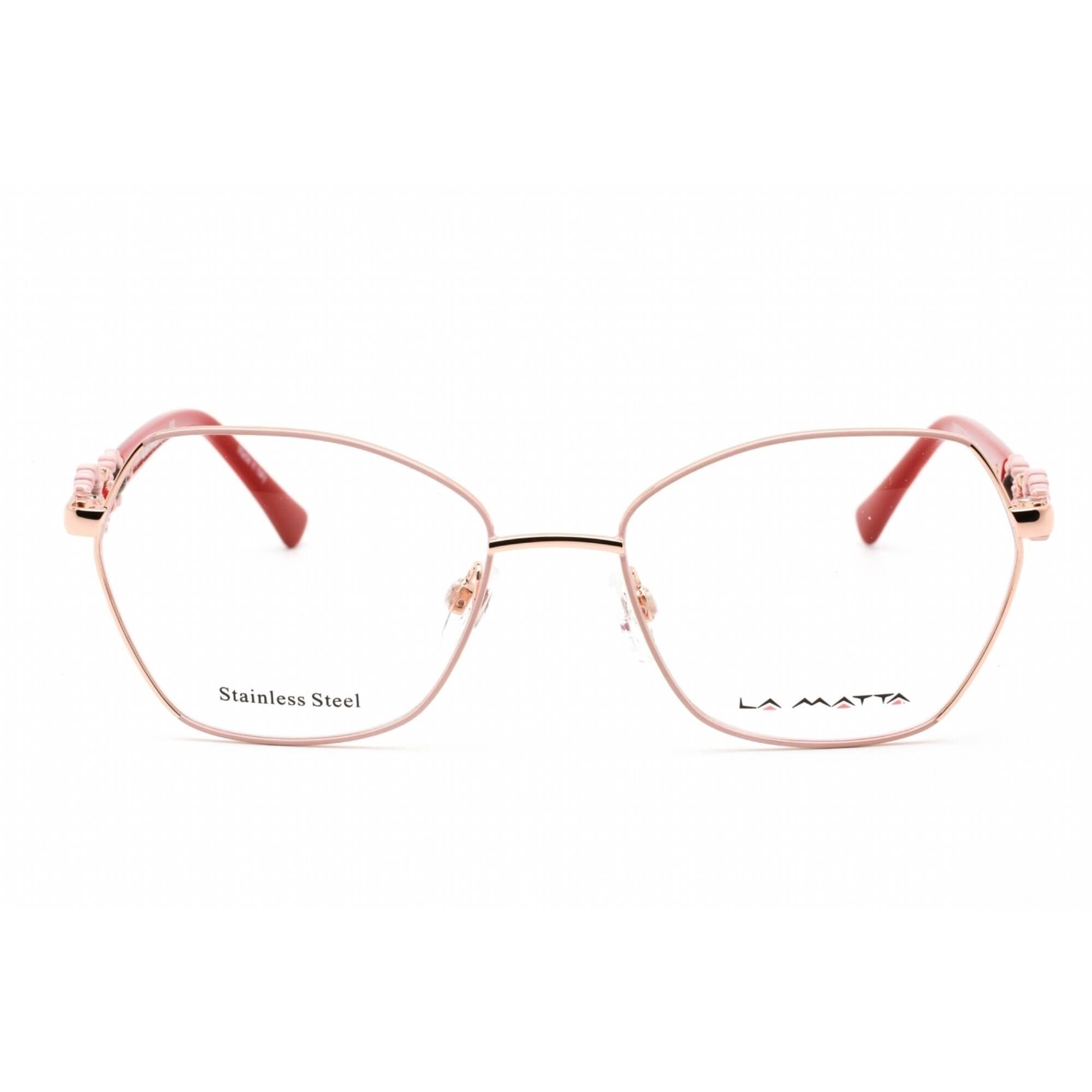 La Matta Women's Eyeglasses - Full Rim Butterfly Pale Pink/Gold Frame | LMV3317 C3