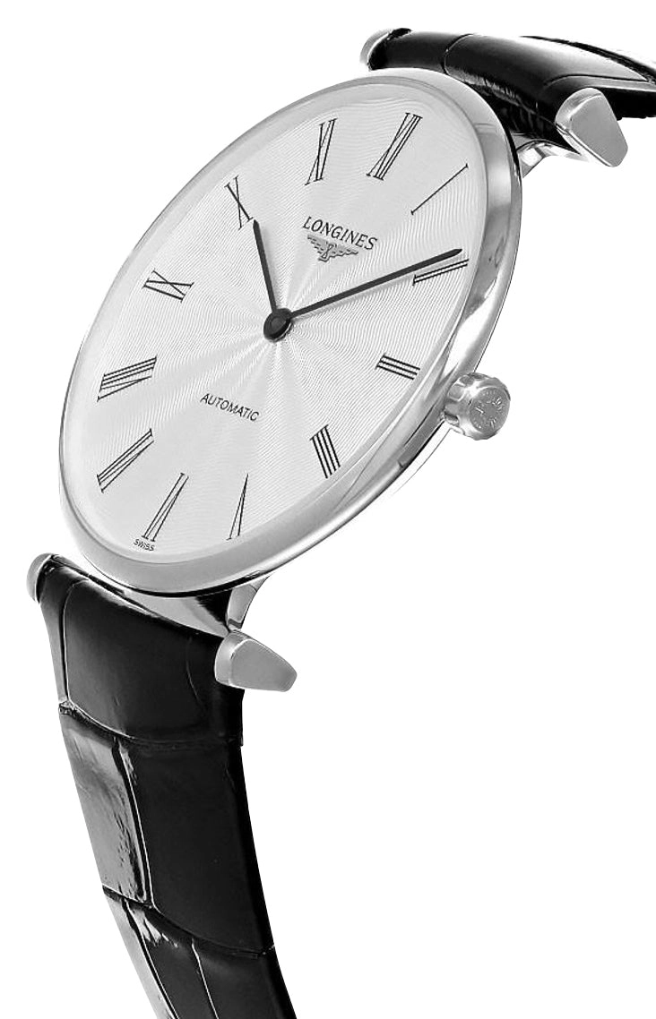 Longines La Grande Classique Automatic Stainless Steel Silver Dial Black Leather Strap Unisex Watch L4.908.4.71.2