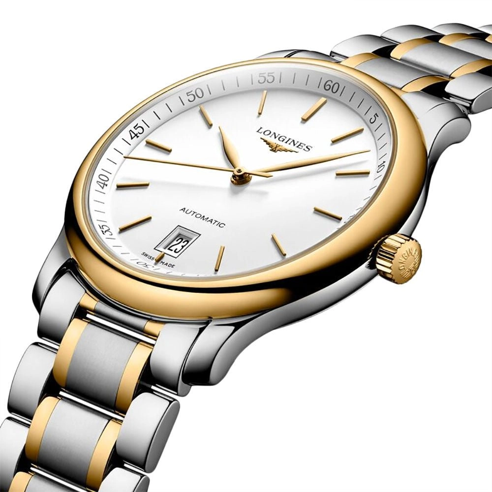 Longines Master Collection Automatic 18k Yellow Gold and Steel White Dial Date Mens Watch L2.628.5.12.7