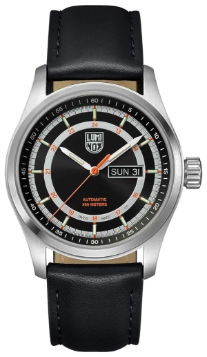 Luminox Atacama Field Automatic Stainless Steel Black Dial Black Leather Strap Day/Date Divers Mens Watch XL.1901