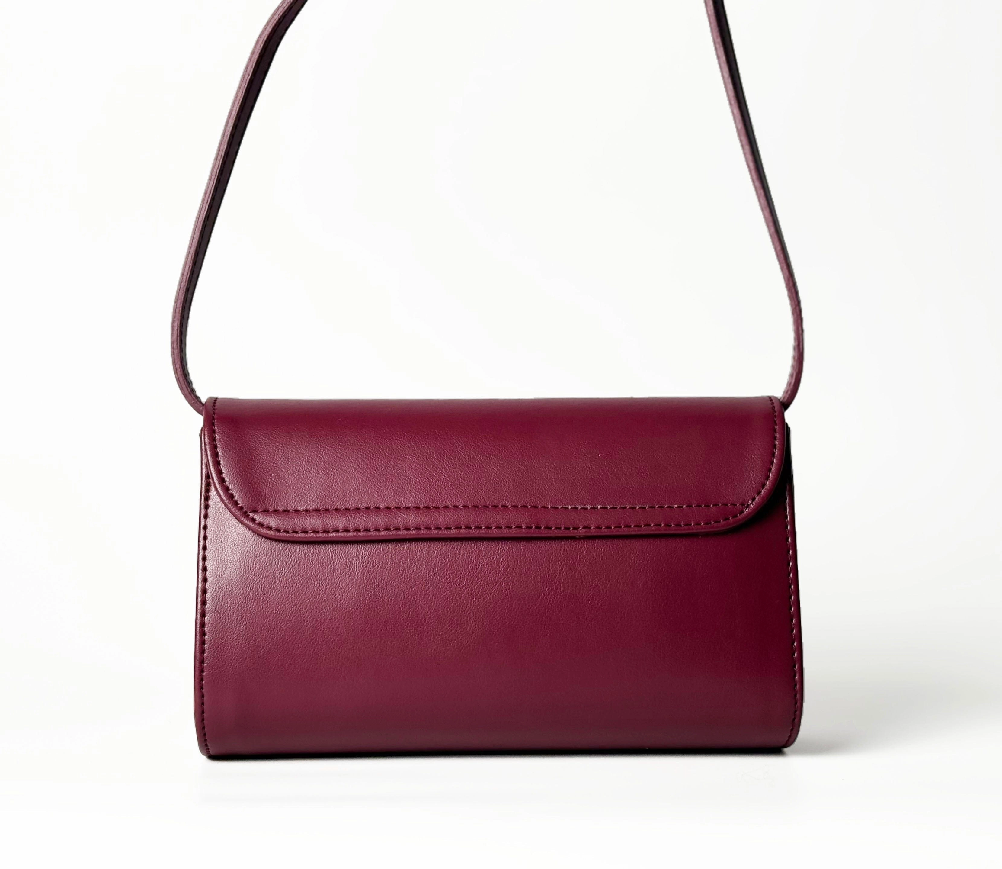 Marlee Apple Leather Vegan Crossbody Bag |  Deep Red