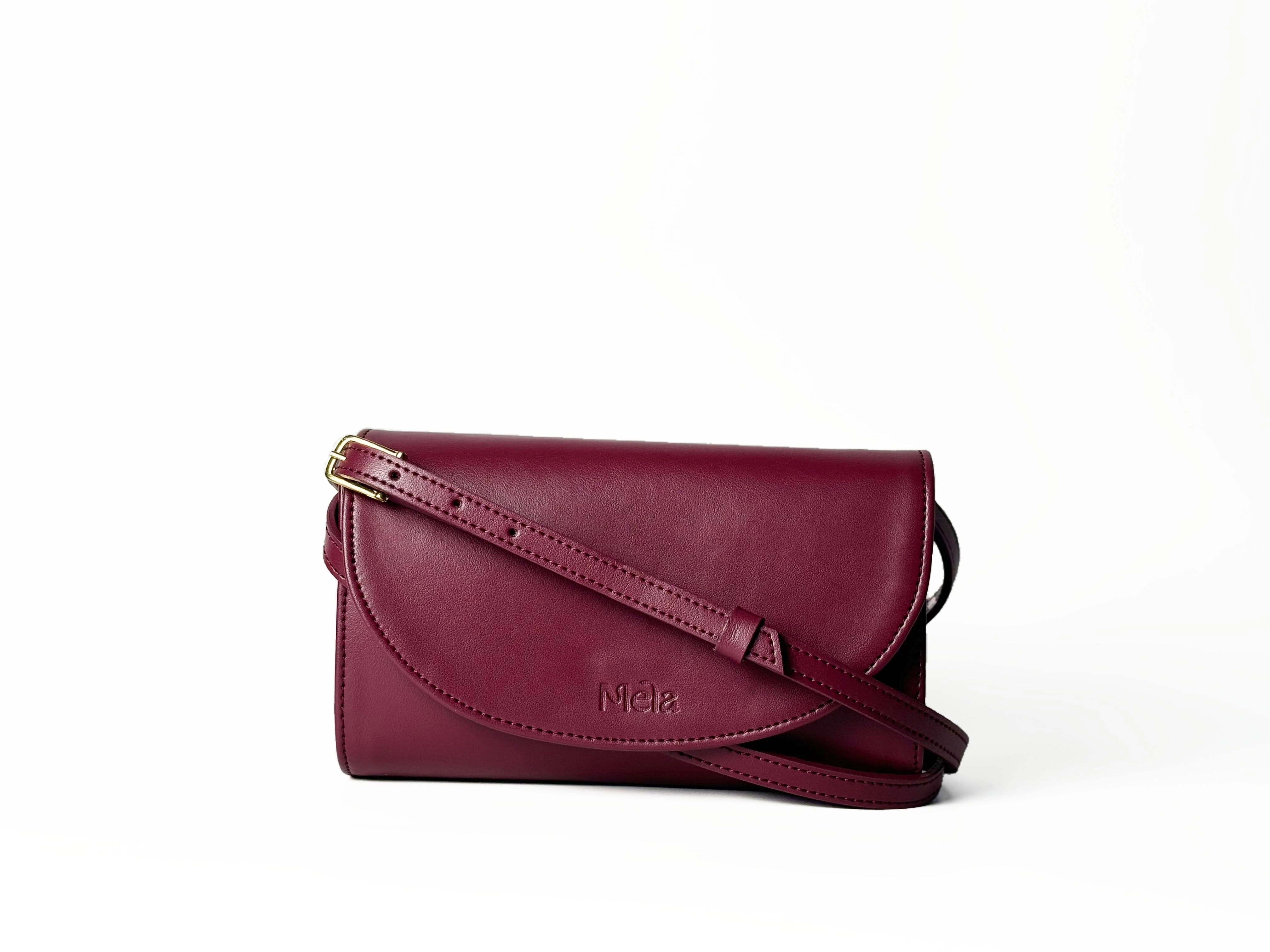 Marlee Apple Leather Vegan Crossbody Bag |  Deep Red