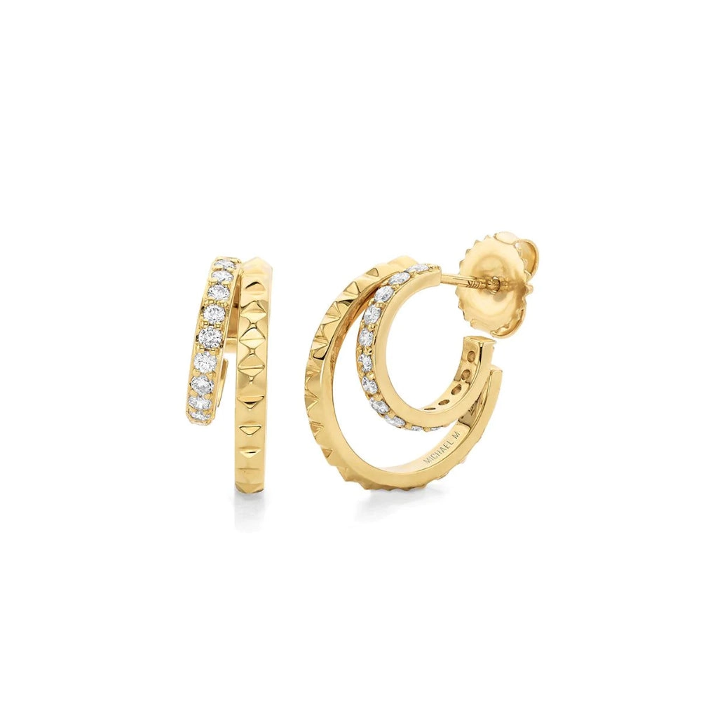 Michael M. 14k Tetra Double Huggie Hoops