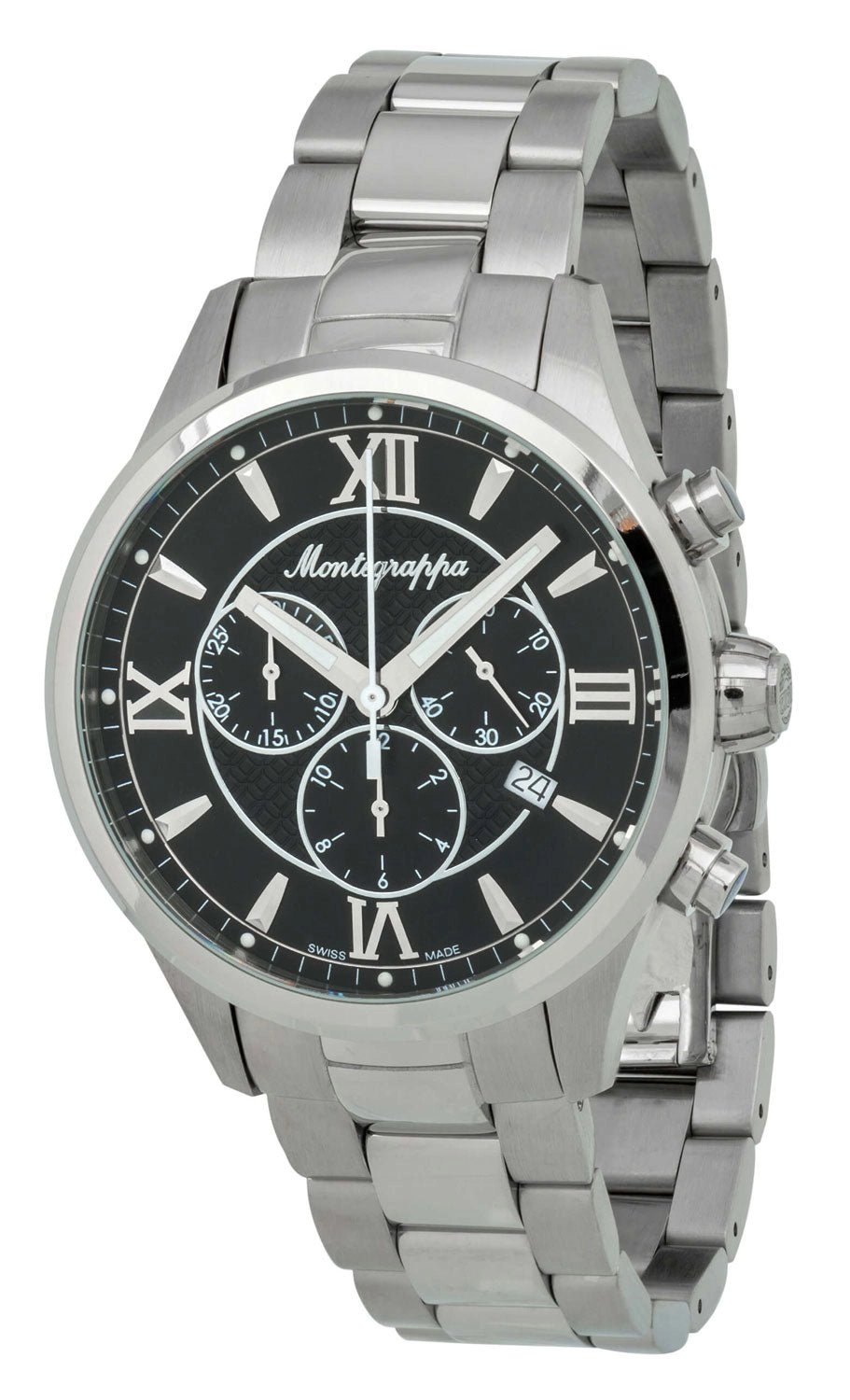 Montegrappa Fortuna Chronograph Black Dial Stainless Steel Quartz Men's Watch Date IDFOWCIC
