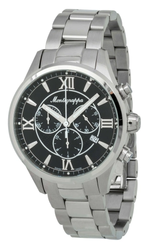 Montegrappa Fortuna Chronograph Black Dial Stainless Steel Quartz Men's Watch Date IDFOWCIC
