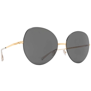 Mykita Women's Sunglasses - Dark Grey Lens Gold/Black Metal Cat Eye Frame | AIMI 56
