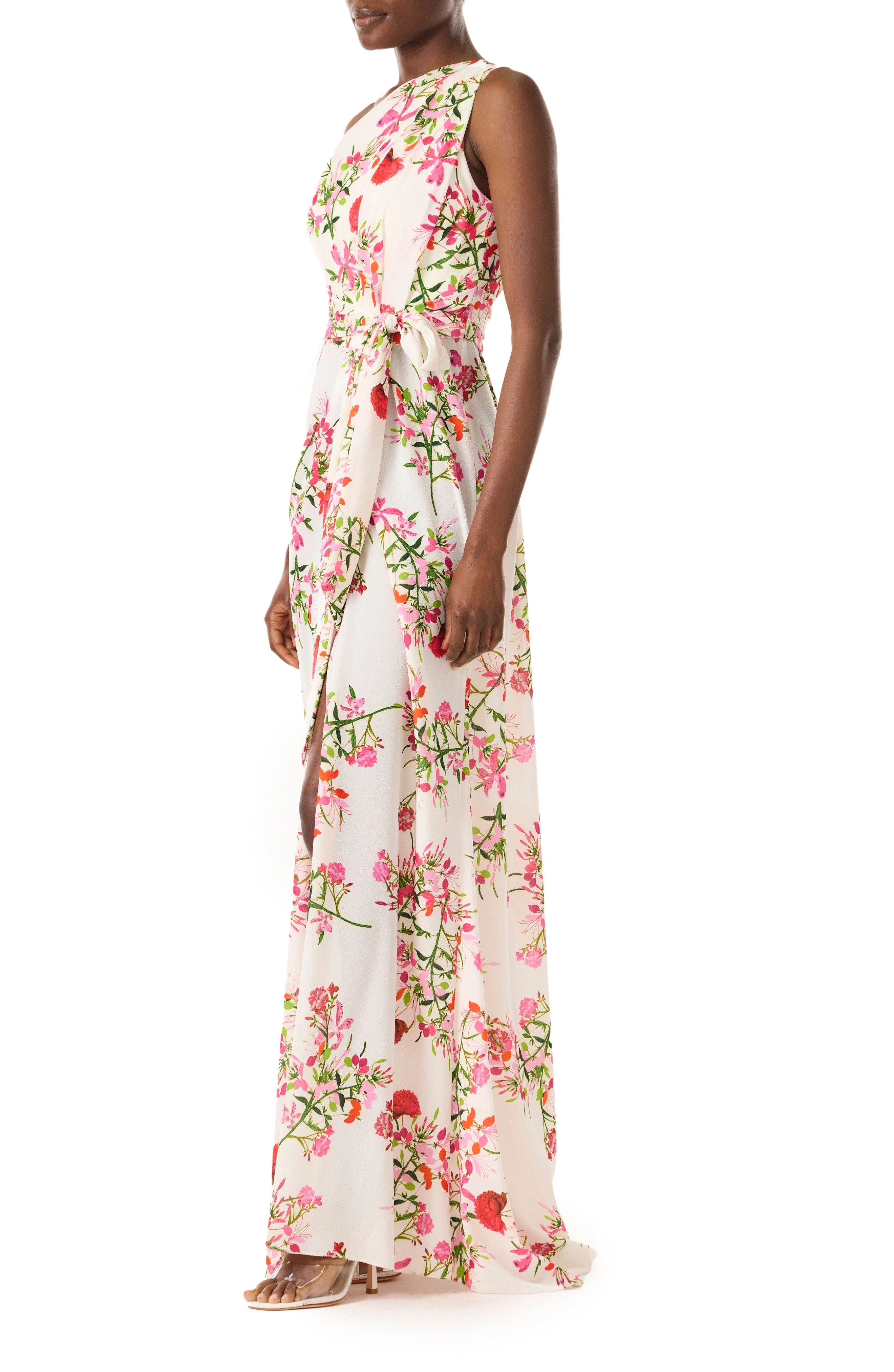 One Shoulder Floral Gown