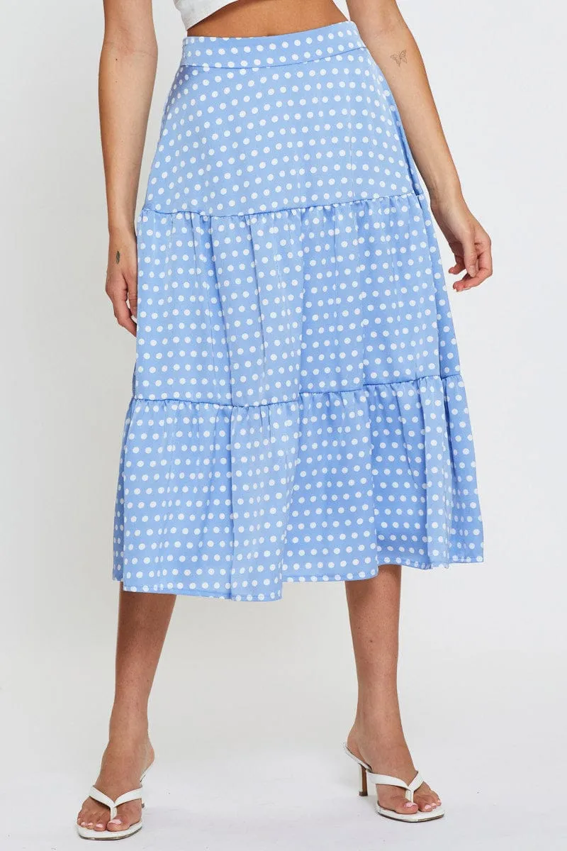 Polka Dot Midi Skirt High Rise