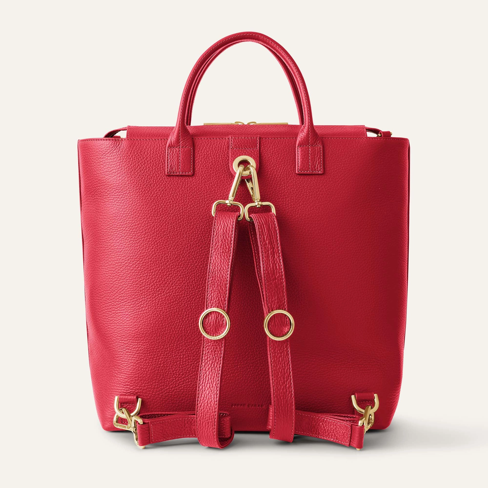 Poppy Backpack | Pillarbox Red with Gold hardware