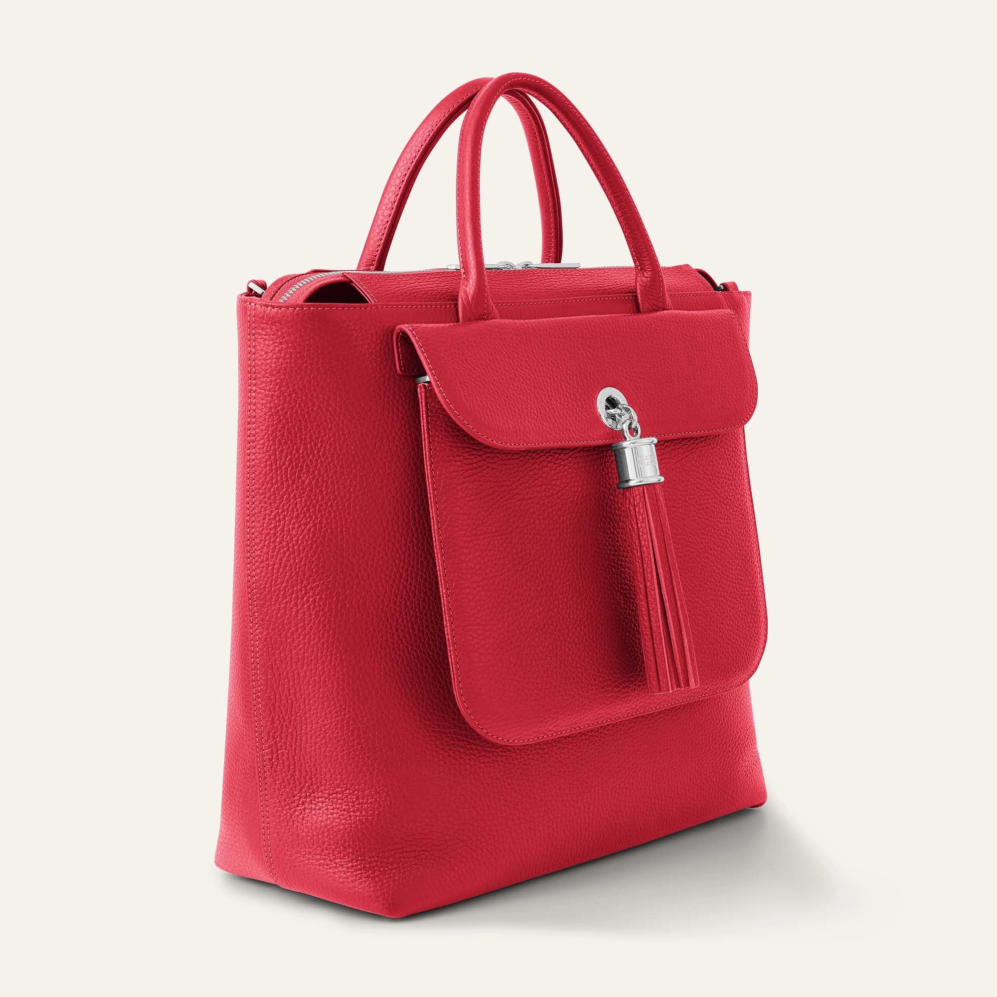 Poppy Backpack | Pillarbox Red with Silver hardware