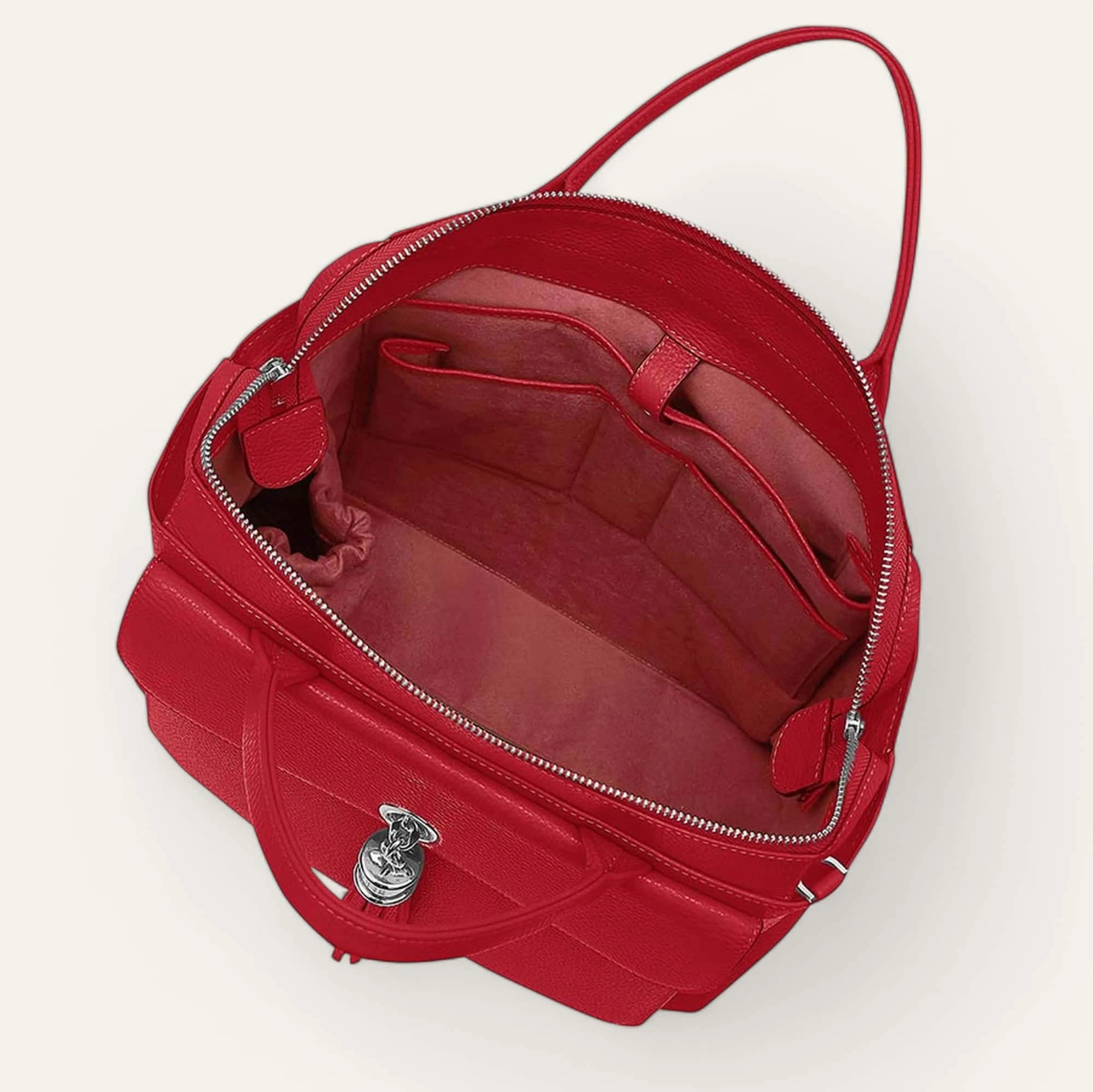 Poppy Backpack | Pillarbox Red with Silver hardware