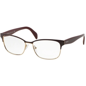Prada Women's Eyeglasses - Full Rim Burgundy Metal Rectangular Frame | 0PR65RV UAN1O1