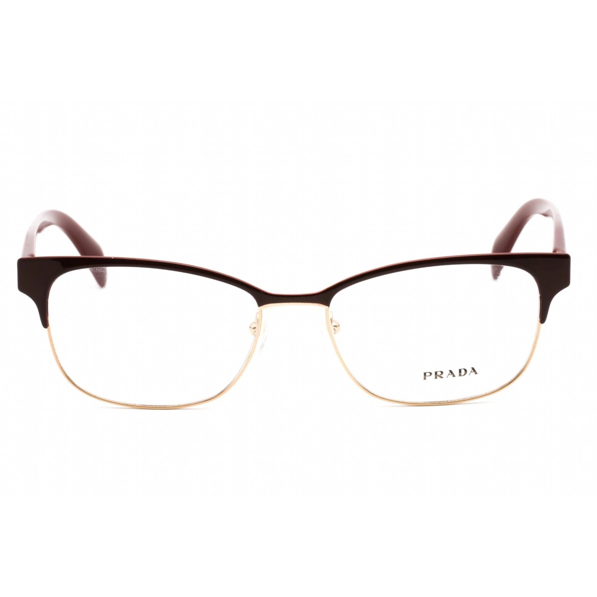 Prada Women's Eyeglasses - Full Rim Burgundy Metal Rectangular Frame | 0PR65RV UAN1O1