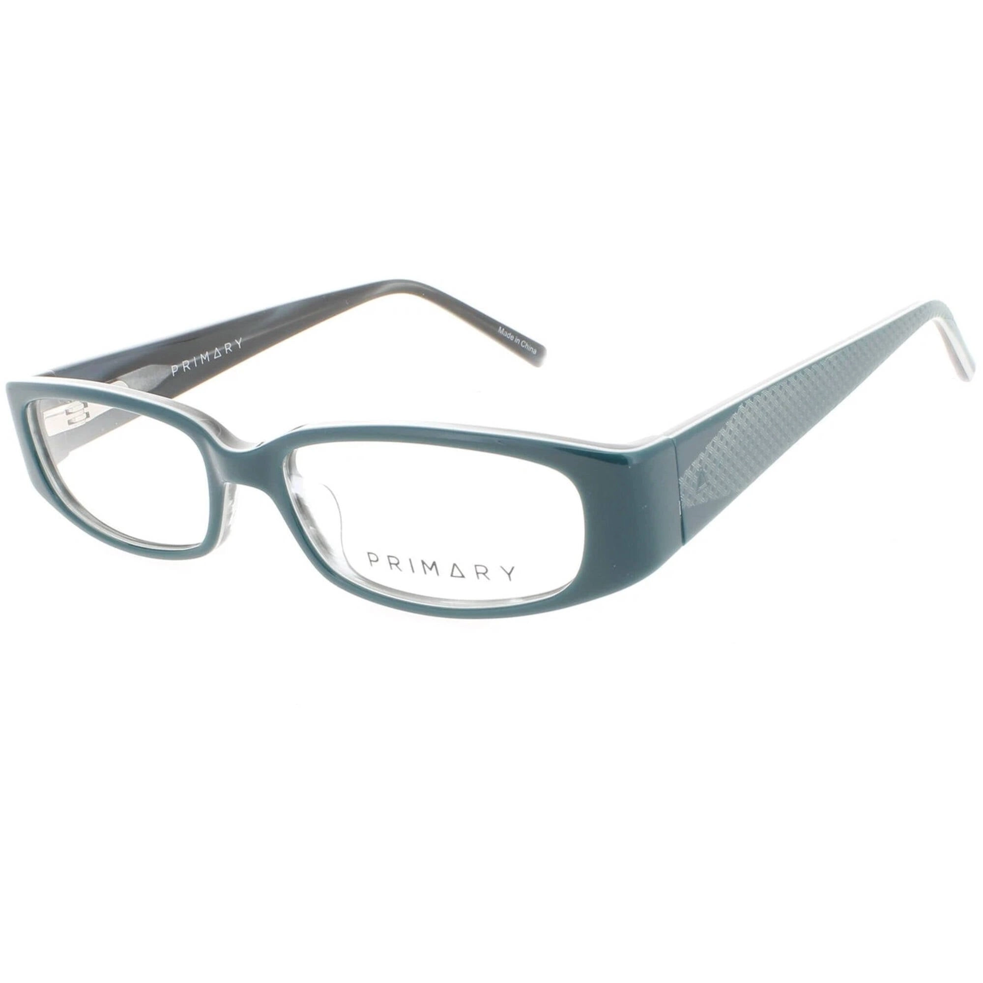 Primary Women's Eyeglasses - Demo Lens Plastic Rectangular Full Rim Frame | 1066 TEAL