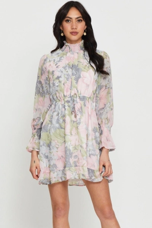 Print Mini Dress Long Sleeve