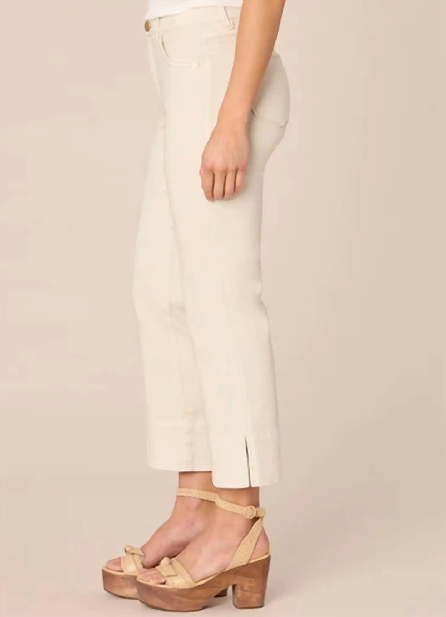 "ab"solution High Rise Kick Flare Pant With Center Seam In Beige