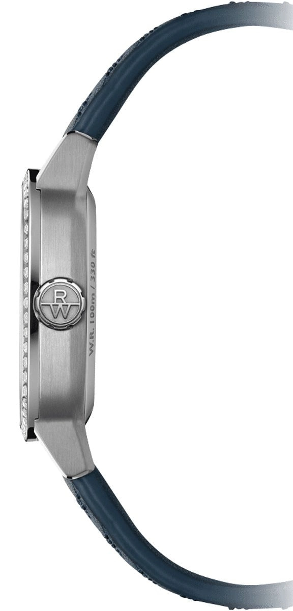 Raymond Weil Freelancer Automatic Stainless Steel Blue Dial Blue Leather Strap Date Diamonds Womens Watch 2490-SCS-50051