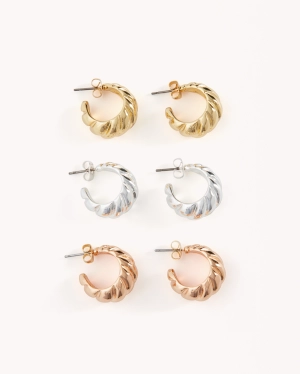 ROSALIE 3 PACK EARRINGS - MULTI PLATED