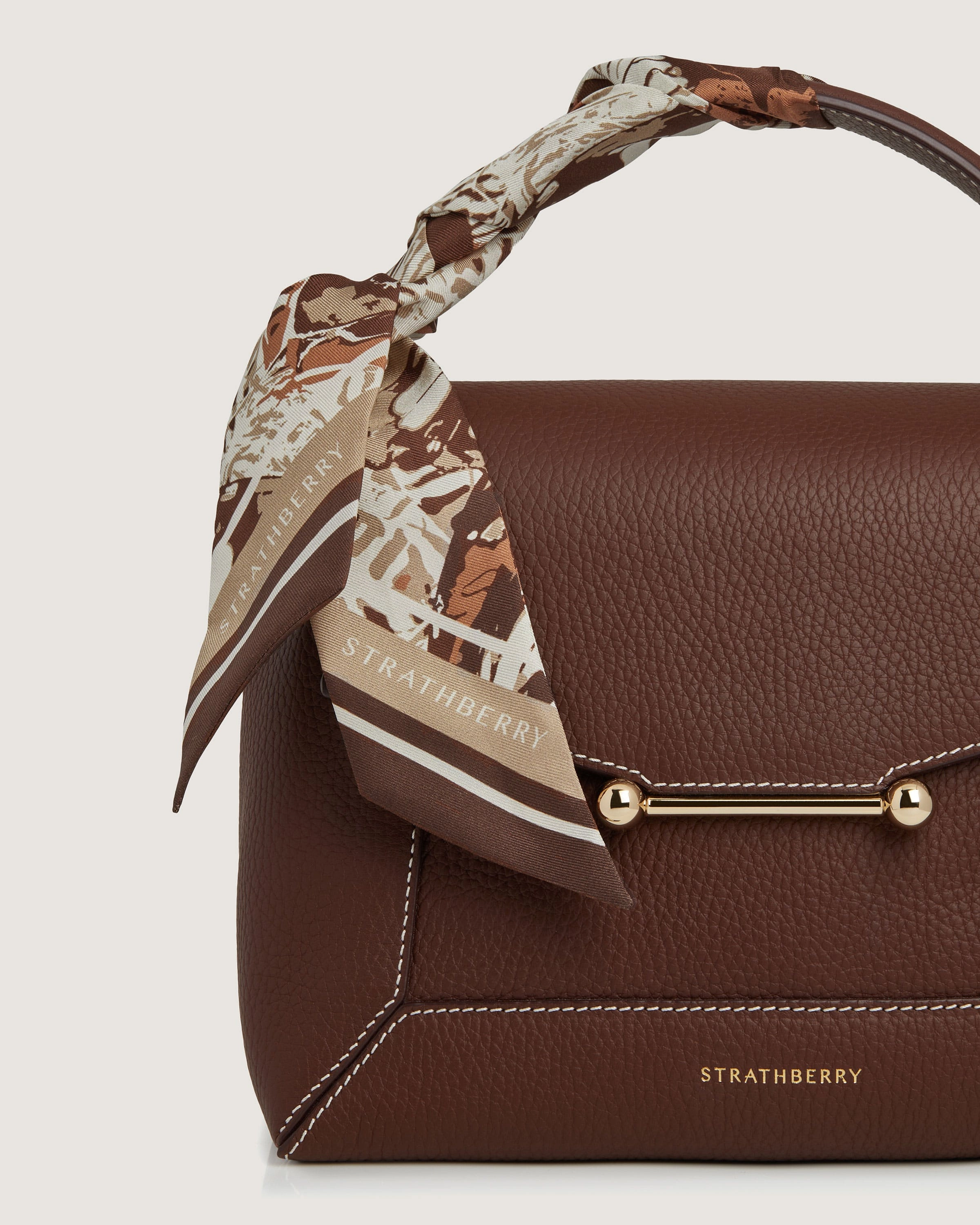 Silk Skinny Scarf - Chocolate/Tan Butterfly Print