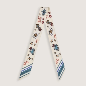 Silk Skinny Scarf - Vanilla Pop Art Print