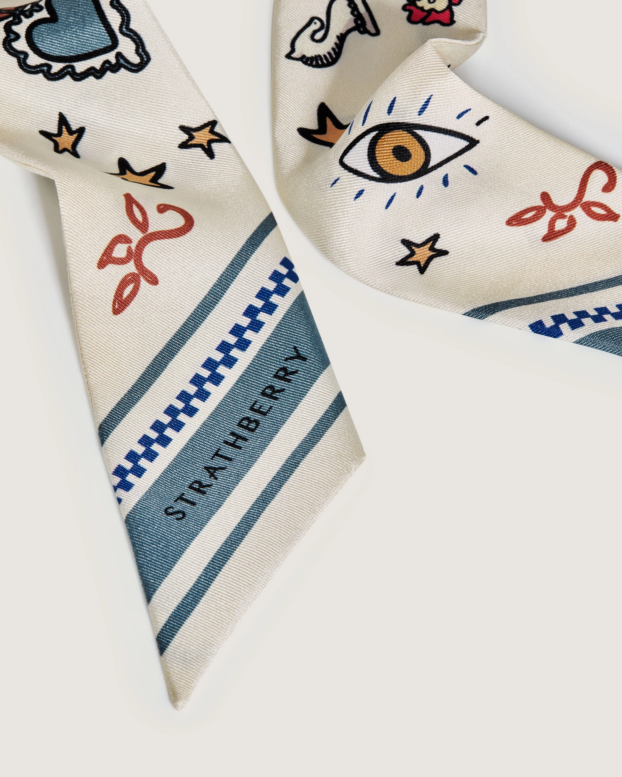 Silk Skinny Scarf - Vanilla Pop Art Print