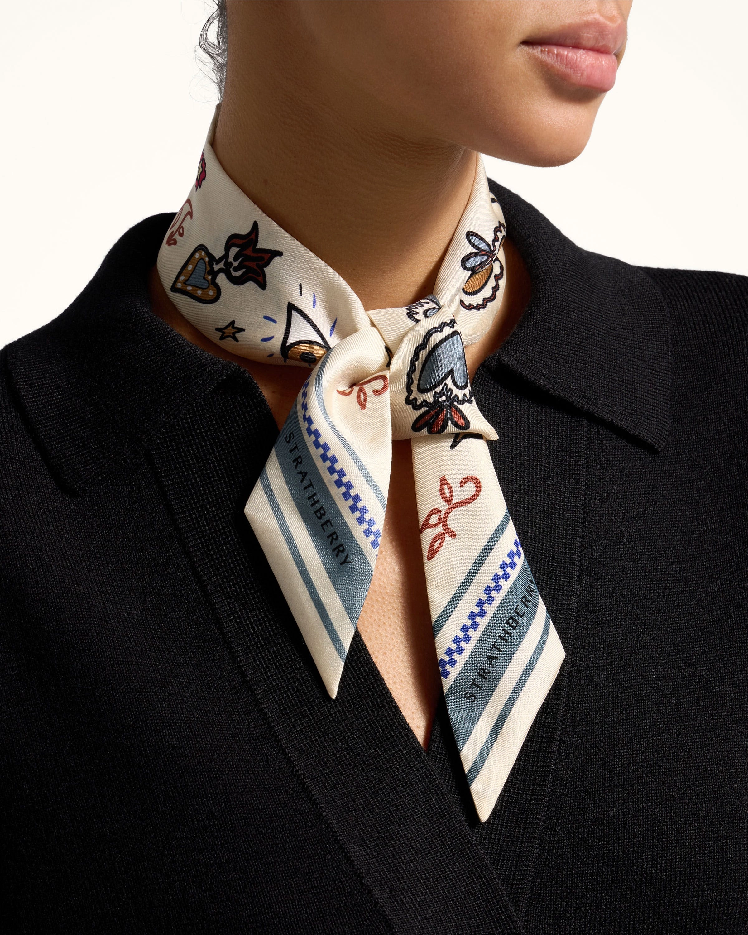 Silk Skinny Scarf - Vanilla Pop Art Print