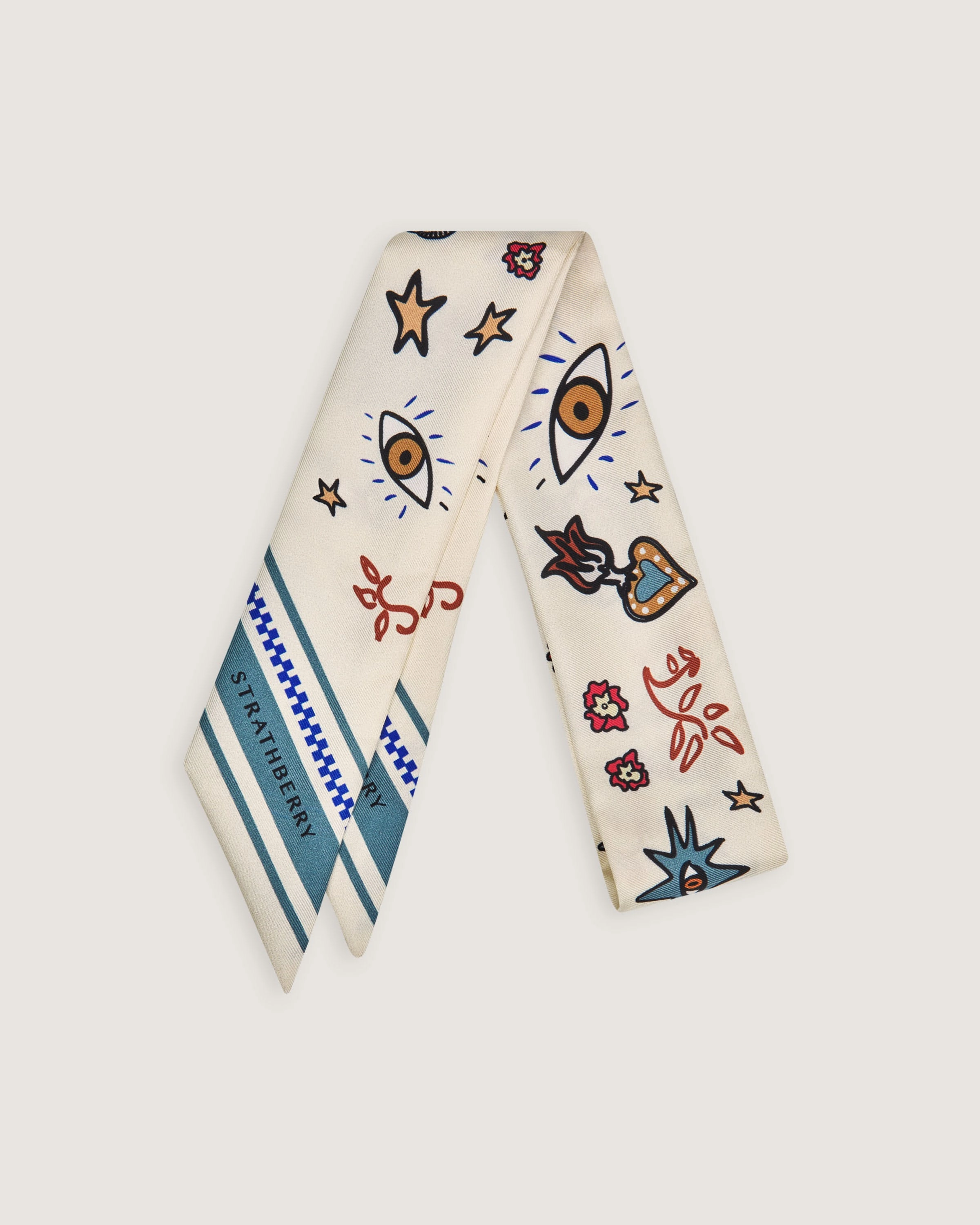 Silk Skinny Scarf - Vanilla Pop Art Print