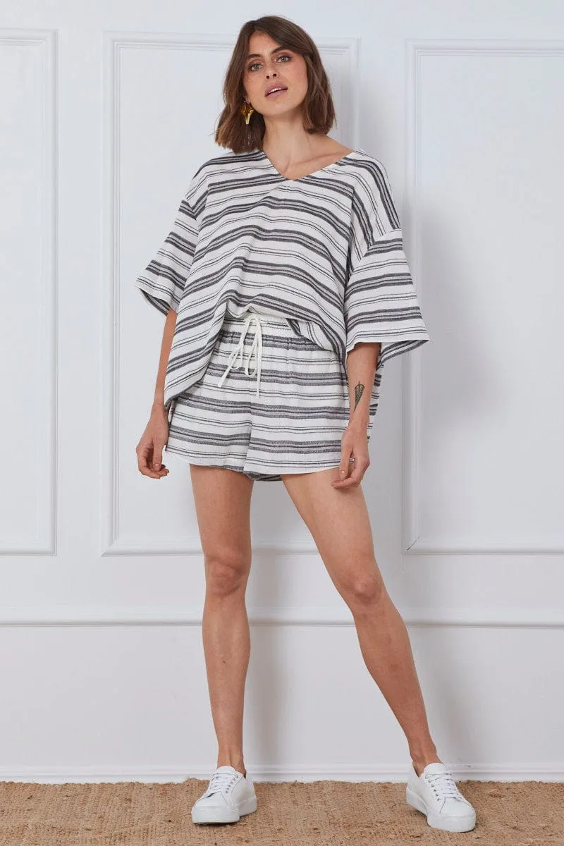 Stripe High Rise Shorts