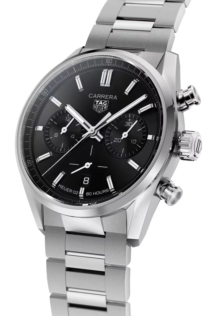 TAG Heuer Carrera Automatic Chronograph Stainless Steel Black Dial Date Mens Watch CBN2010.BA0642