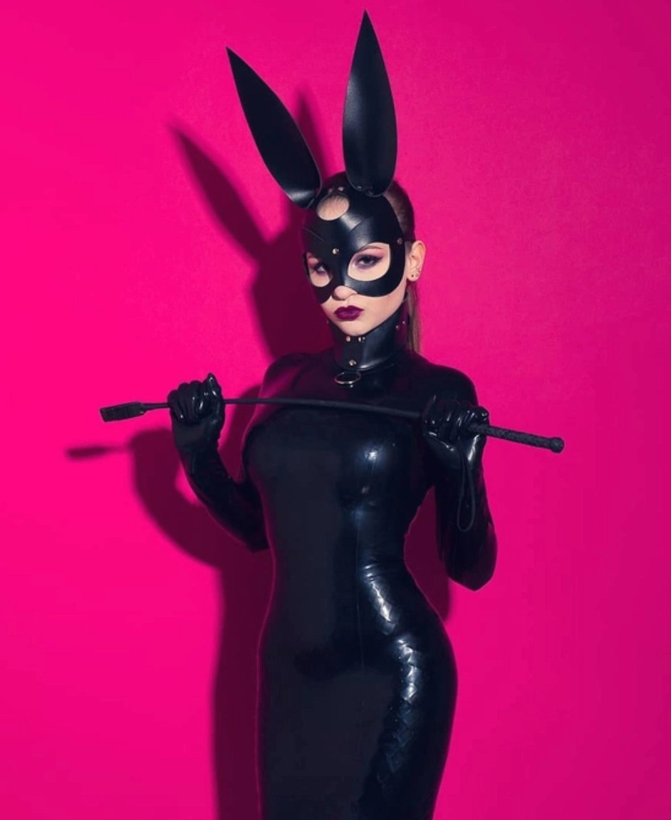 THE FETISH PLEASURE PLAY BUNNY MASK BONDAGE HOOD - BLACK