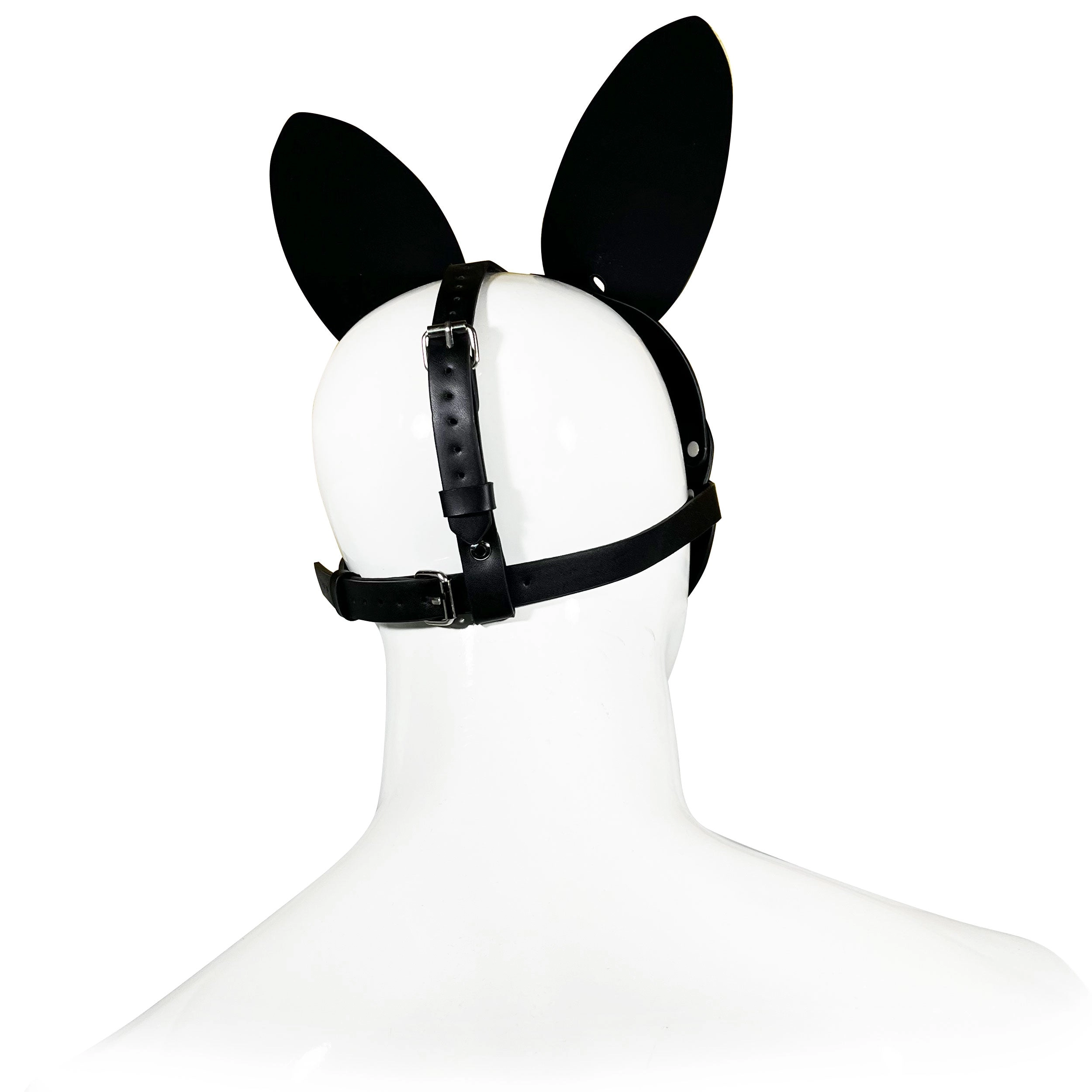 THE FETISH PLEASURE PLAY BUNNY MASK BONDAGE HOOD - BLACK